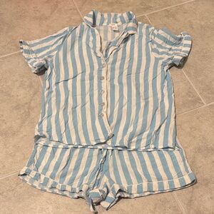 Forever 21 Light Blue and White Striped Set